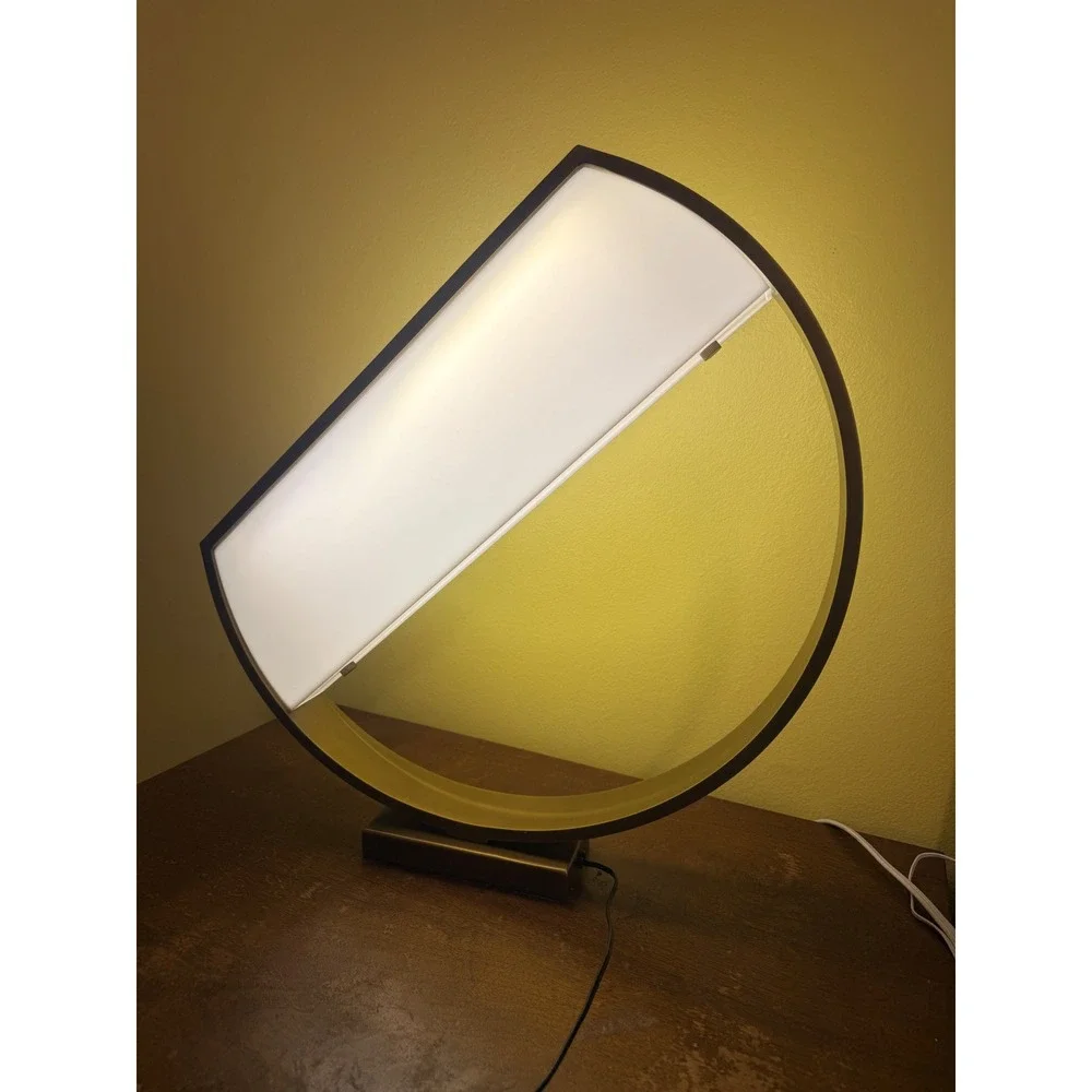 Arteriors Luna Modern Geometric‎ Accent Lamp Brushed Brass Circular White Shade